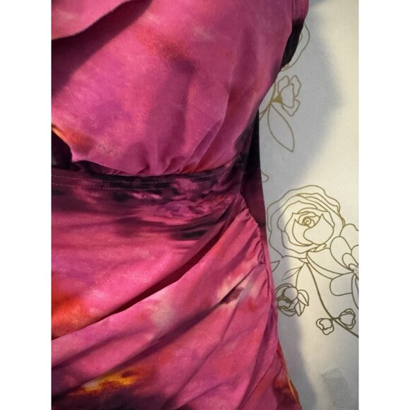 DKNY One-Piece Swimsuit Size Large Ruffle Pink Floral Tummy Control New 057 - Picture 4 of 8